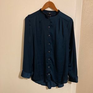 Teal satin blouse